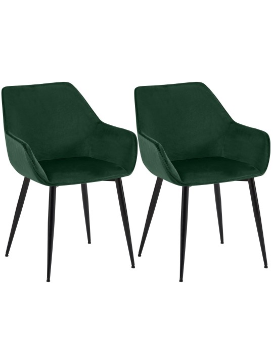 Juego de 2 sillas de comedor Luena terciopelo, verde