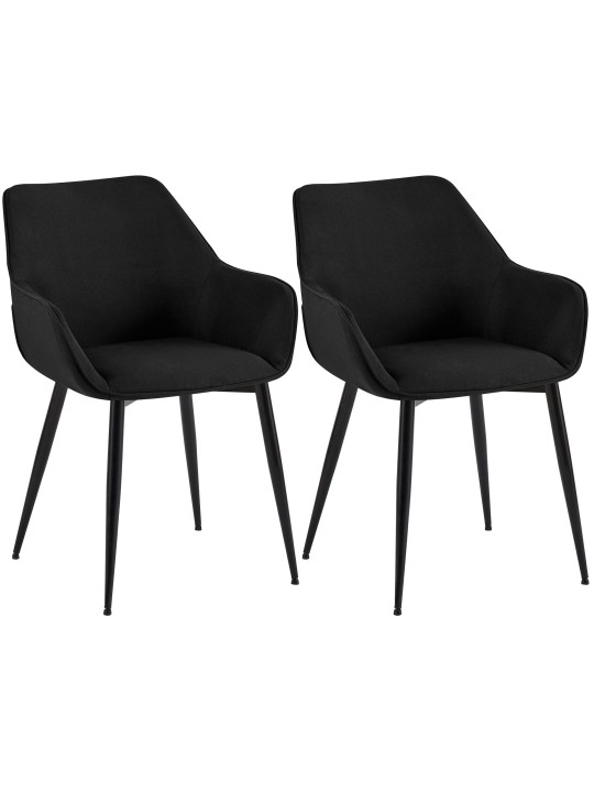 Juego de 2 sillas de comedor tela Luena, negro