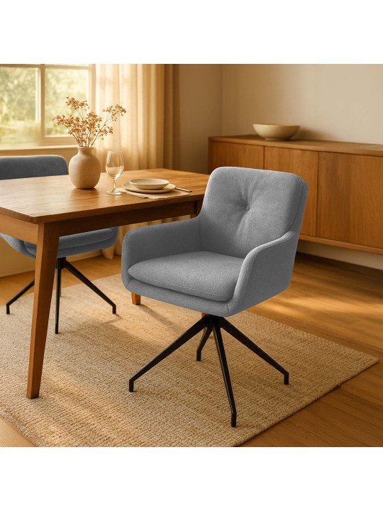 Juego de 2 sillas de comedor tela Pickett, gris