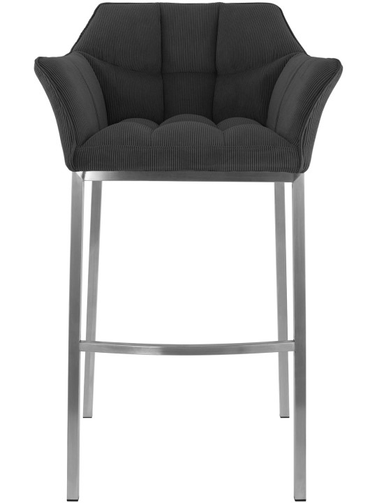 Taburete de bar Damaso E Cord con estructura de 4 pies, gris oscuro