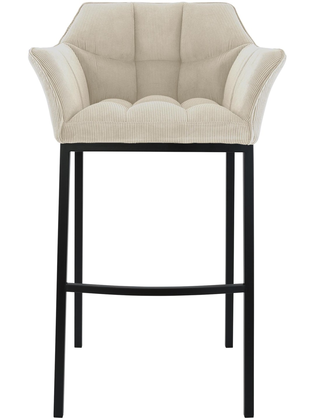 Taburete de bar Damaso B Cord con estructura de 4 pies, crema