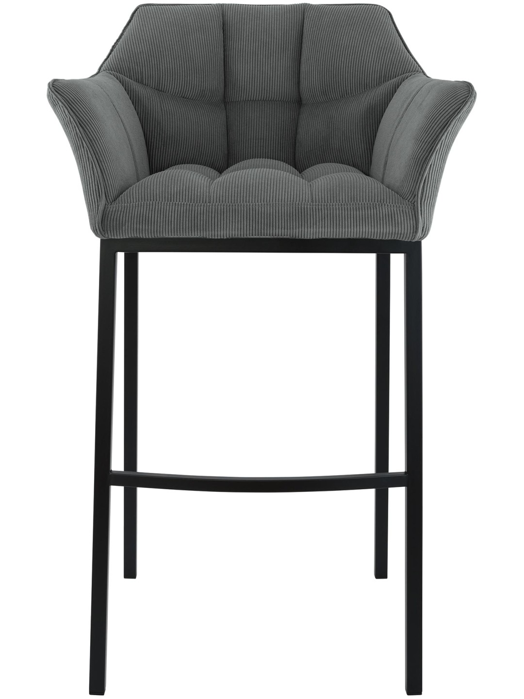 Taburete de bar Damaso B Cord con estructura de 4 pies, gris