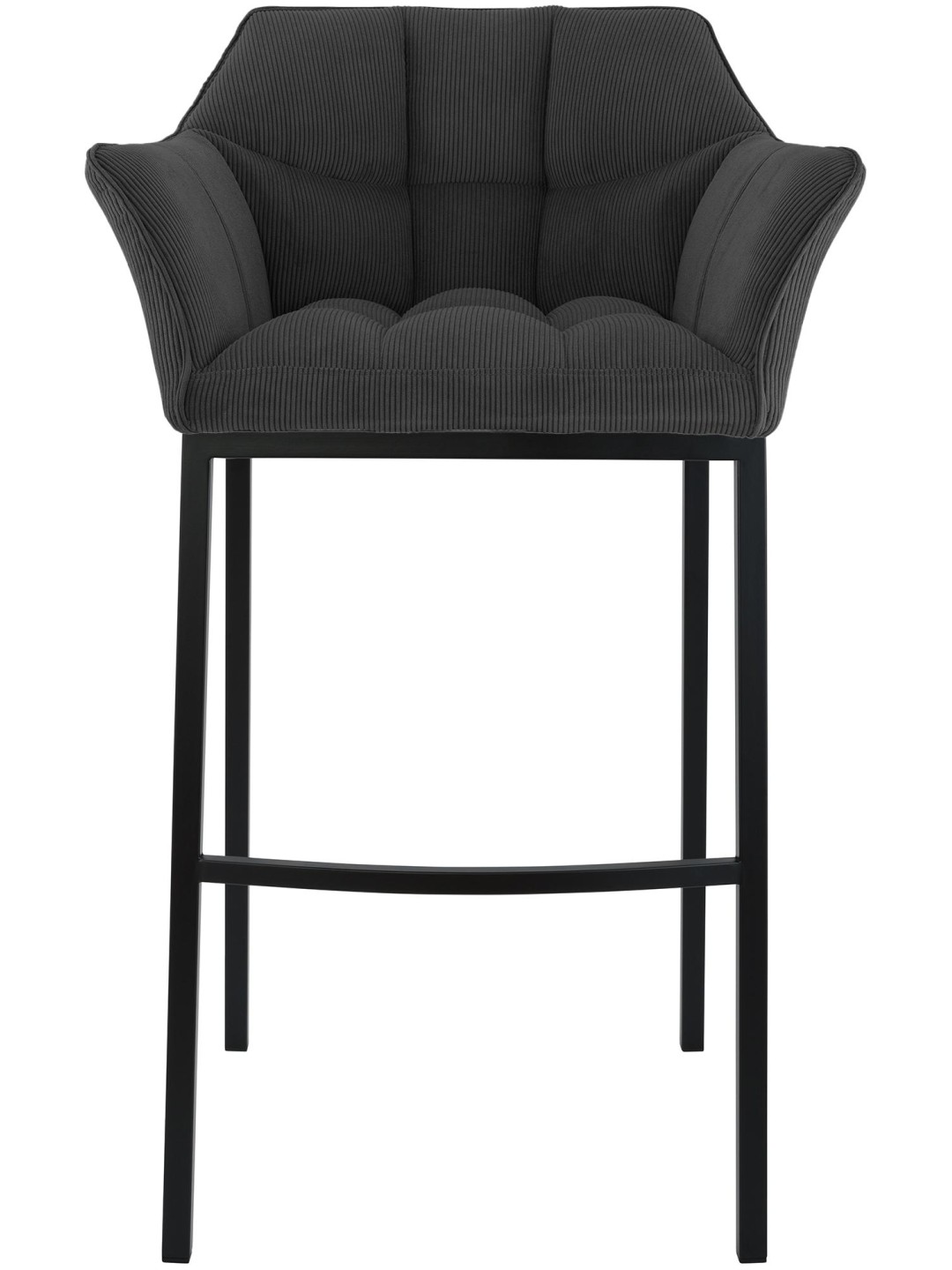 Taburete de bar Damaso B Cord con estructura de 4 pies, gris oscuro