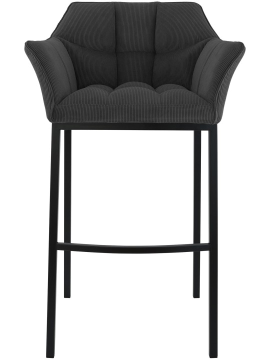 Taburete de bar Damaso B Cord con estructura de 4 pies, gris oscuro