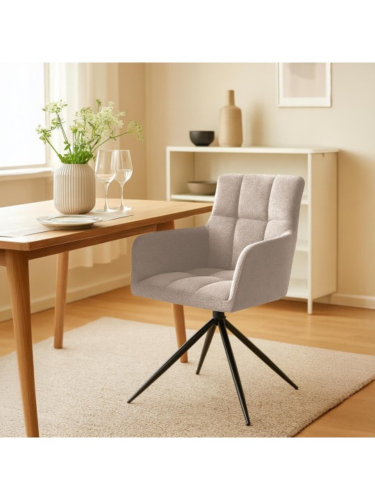 Silla de comedor Jonah tela, marrón claro