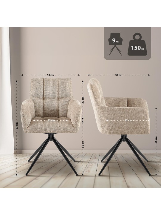 Silla de comedor Jonah tela, marrón claro