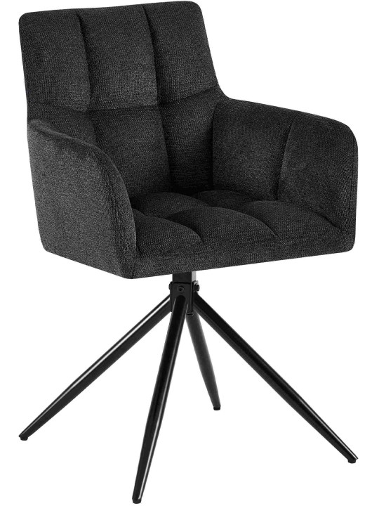 Silla de comedor Jonah tela, negro