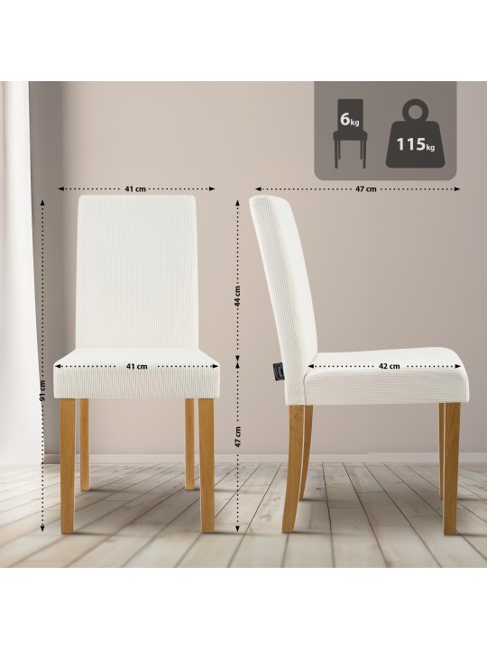 Juego de 2 sillas de comedor Ina Cord luz antigua, crema Juego de 2 sillas de comedor Ina Cord luz antigua, crema