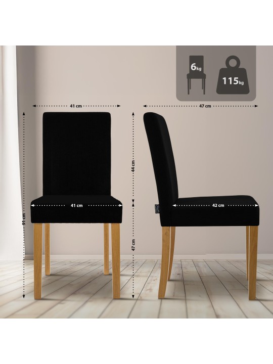 Juego de 2 sillas de comedor Ina Cord luz antigua, negro Juego de 2 sillas de comedor Ina Cord luz antigua, negro