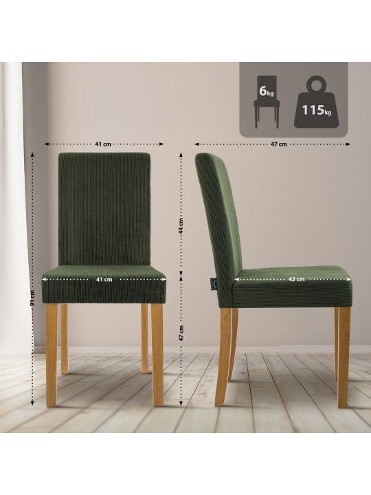 Juego de 2 sillas de comedor Ina Cord luz antigua, verde Juego de 2 sillas de comedor Ina Cord luz antigua, verde