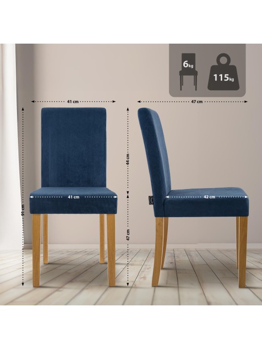 Juego de 2 sillas de comedor Ina Cord luz antigua, azul Juego de 2 sillas de comedor Ina Cord luz antigua, azul