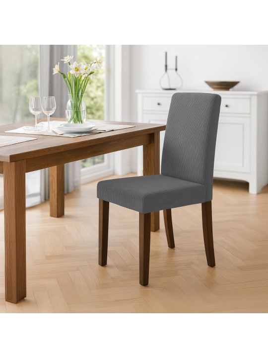 Juego de 2 sillas de comedor Ina Cordón antiguo oscuro, gris