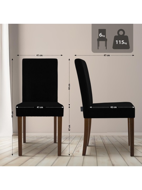 Juego de 2 sillas de comedor Ina Cordón antiguo oscuro, negro Juego de 2 sillas de comedor Ina Cordón antiguo oscuro, negro