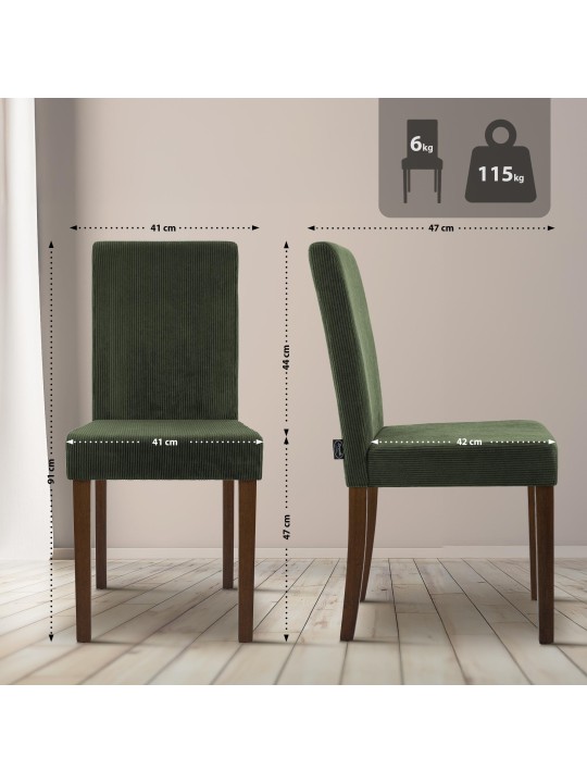 Juego de 2 sillas de comedor Ina Cordón antiguo oscuro, verde Juego de 2 sillas de comedor Ina Cordón antiguo oscuro, verde