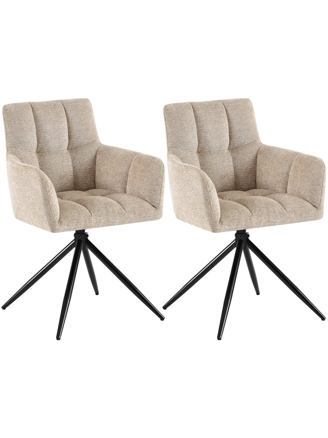 Juego de 2 sillas de comedor tela Jonah, marrón claro