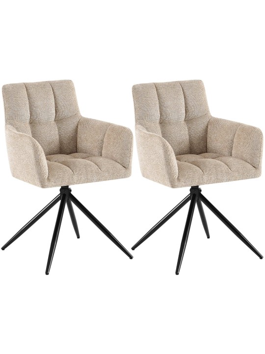 Juego de 2 sillas de comedor tela Jonah, marrón claro Juego de 2 sillas de comedor tela Jonah, marrón claro