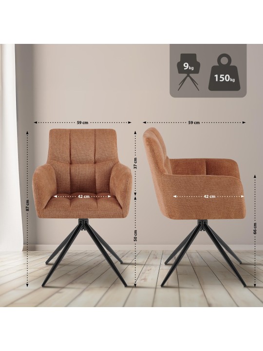 Juego de 2 sillas de comedor tela Jonah, naranja Juego de 2 sillas de comedor tela Jonah, naranja