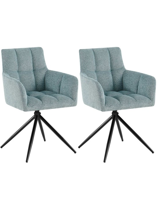 Juego de 2 sillas de comedor tela Jonah, turquesa