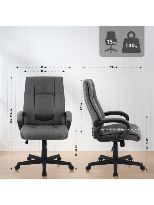 Silla de oficina XL Sparta tela, gris oscuro