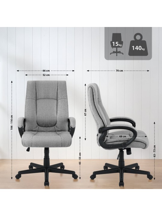 Silla de oficina XL Sparta tela, gris