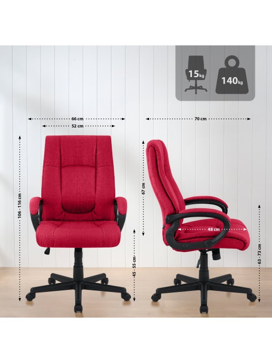 Silla de oficina XL Sparta tela, rojo