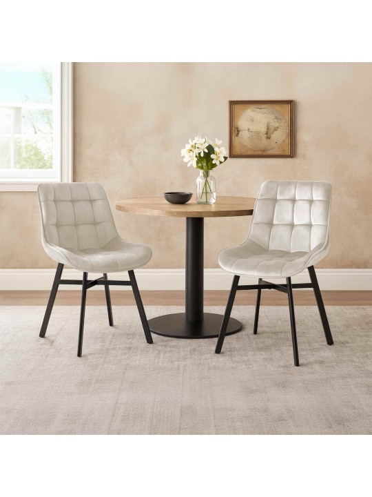 Silla Colby Terciopelo, crema