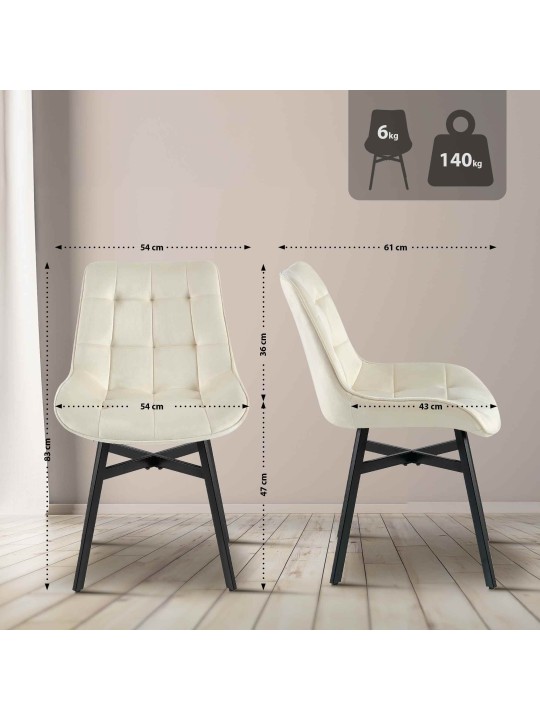 Silla Colby Terciopelo, crema