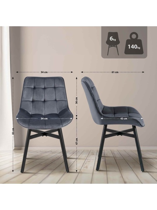 Silla Colby Terciopelo, gris oscuro