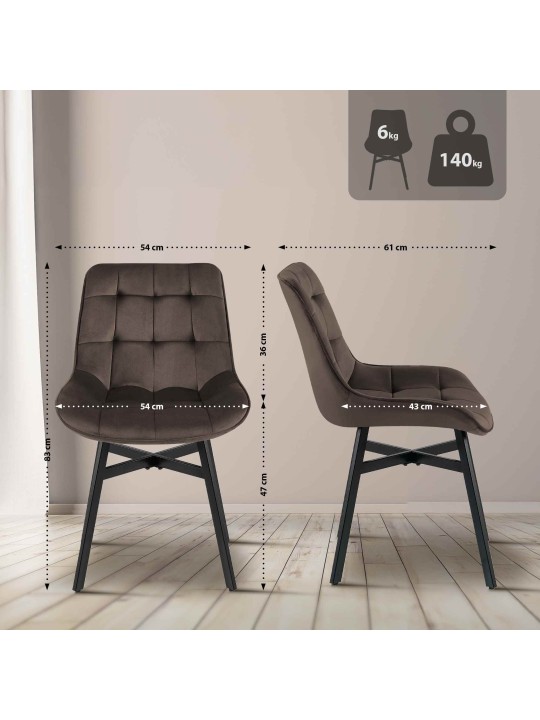 Silla Colby Terciopelo, marrón