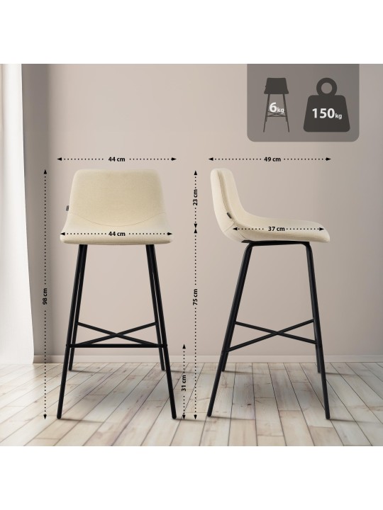 Taburete de bar Altona tela, crema