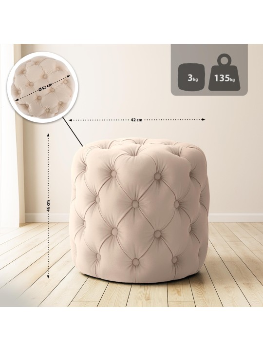 Taburete Drancy Terciopelo M, crema