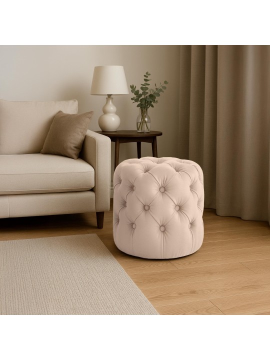 Taburete Drancy Terciopelo M, crema
