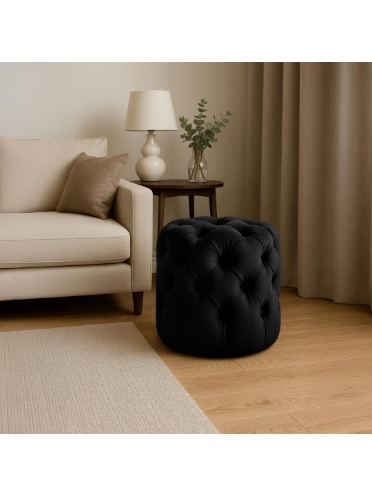 Taburete Drancy Terciopelo M, negro