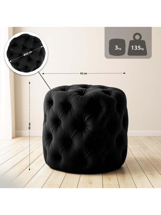 Taburete Drancy Terciopelo M, negro