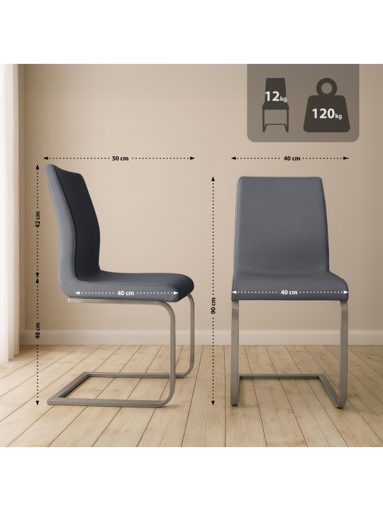 Juego de 2 sillas de comedor Belfort, gris Juego de 2 sillas de comedor Belfort, gris