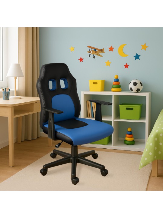 Diversión en silla de oficina para niños, negro/azul