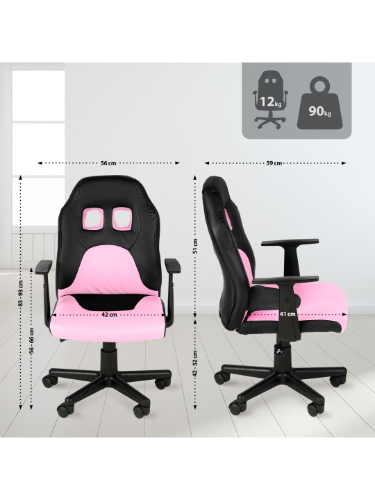 Diversión en silla de oficina para niños, negro/rosa