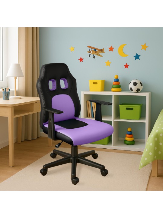 Diversión en silla de oficina para niños, negro/lila