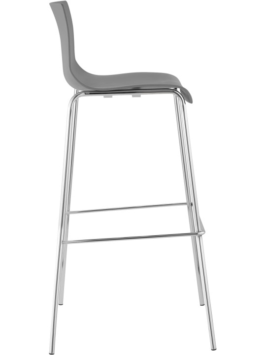 Taburete de bar Hoover cromado estructura de 4 pies, gris
