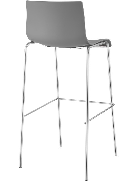 Taburete de bar Hoover cromado estructura de 4 pies, gris