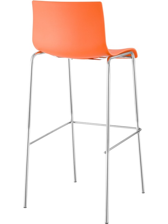 Taburete de bar Hoover cromado estructura de 4 pies, naranja