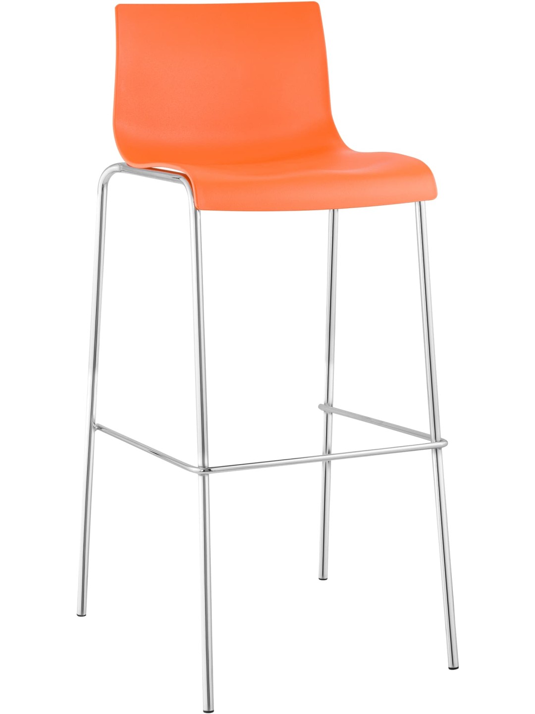 Taburete de bar Hoover cromado estructura de 4 pies, naranja