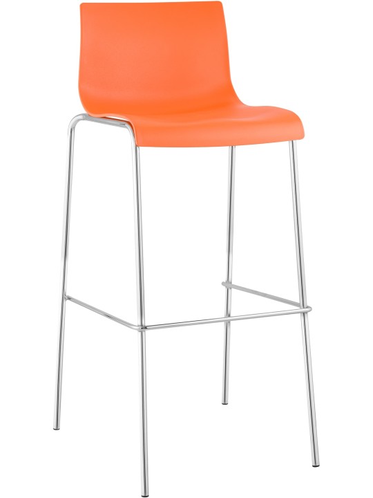 Taburete de bar Hoover cromado estructura de 4 pies, naranja