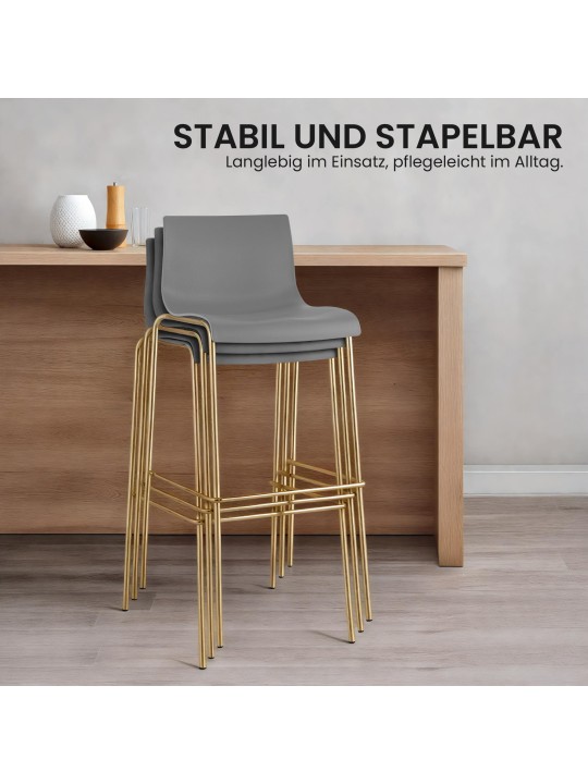 Juego de 2 taburetes de bar Hoover plástico 4 pies dorado, gris Juego de 2 taburetes de bar Hoover plástico 4 pies dorado, gris