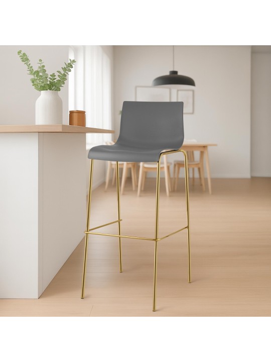 Juego de 2 taburetes de bar Hoover plástico 4 pies dorado, gris Juego de 2 taburetes de bar Hoover plástico 4 pies dorado, gris