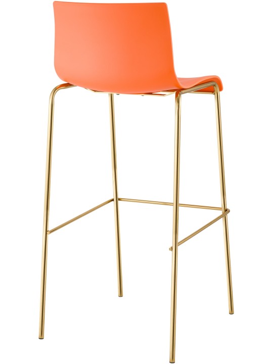 Juego de 2 taburetes de bar Hoover plástico 4 pies dorado, naranja Juego de 2 taburetes de bar Hoover plástico 4 pies dorado, naranja