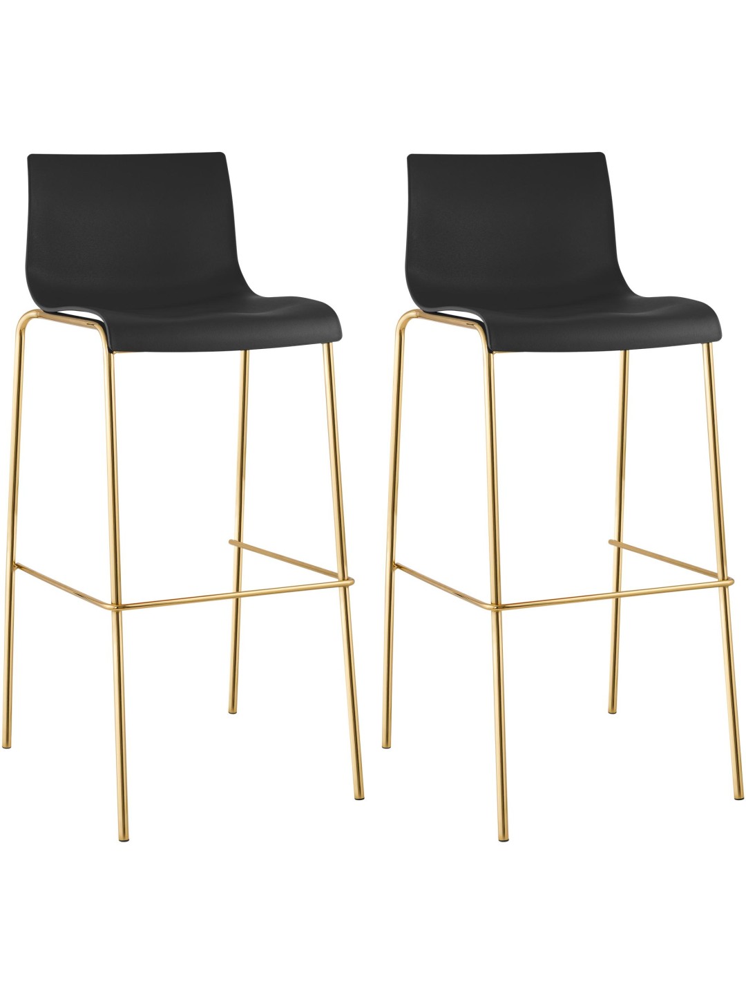 Juego de 2 taburetes de bar Hoover plástico 4 pies dorado, negro