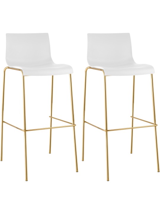 Juego de 2 taburetes de bar Hoover plástico 4 pies dorado, blanco Juego de 2 taburetes de bar Hoover plástico 4 pies dorado, blanco