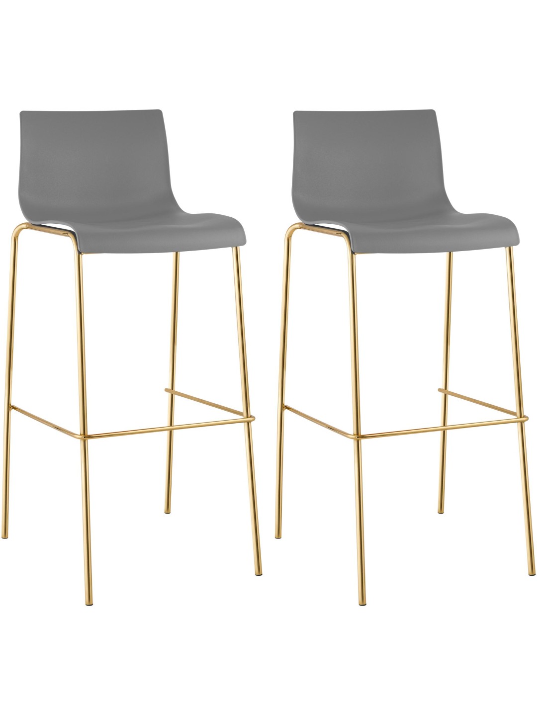 Juego de 2 taburetes de bar Hoover plástico 4 pies dorado, gris