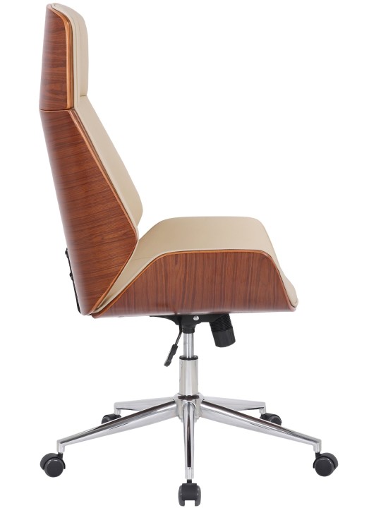 Silla de oficina Varel piel sintética, nogal/crema